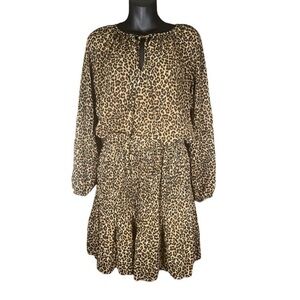 Michael Kors Leopard Print Long Sleeve Dress
